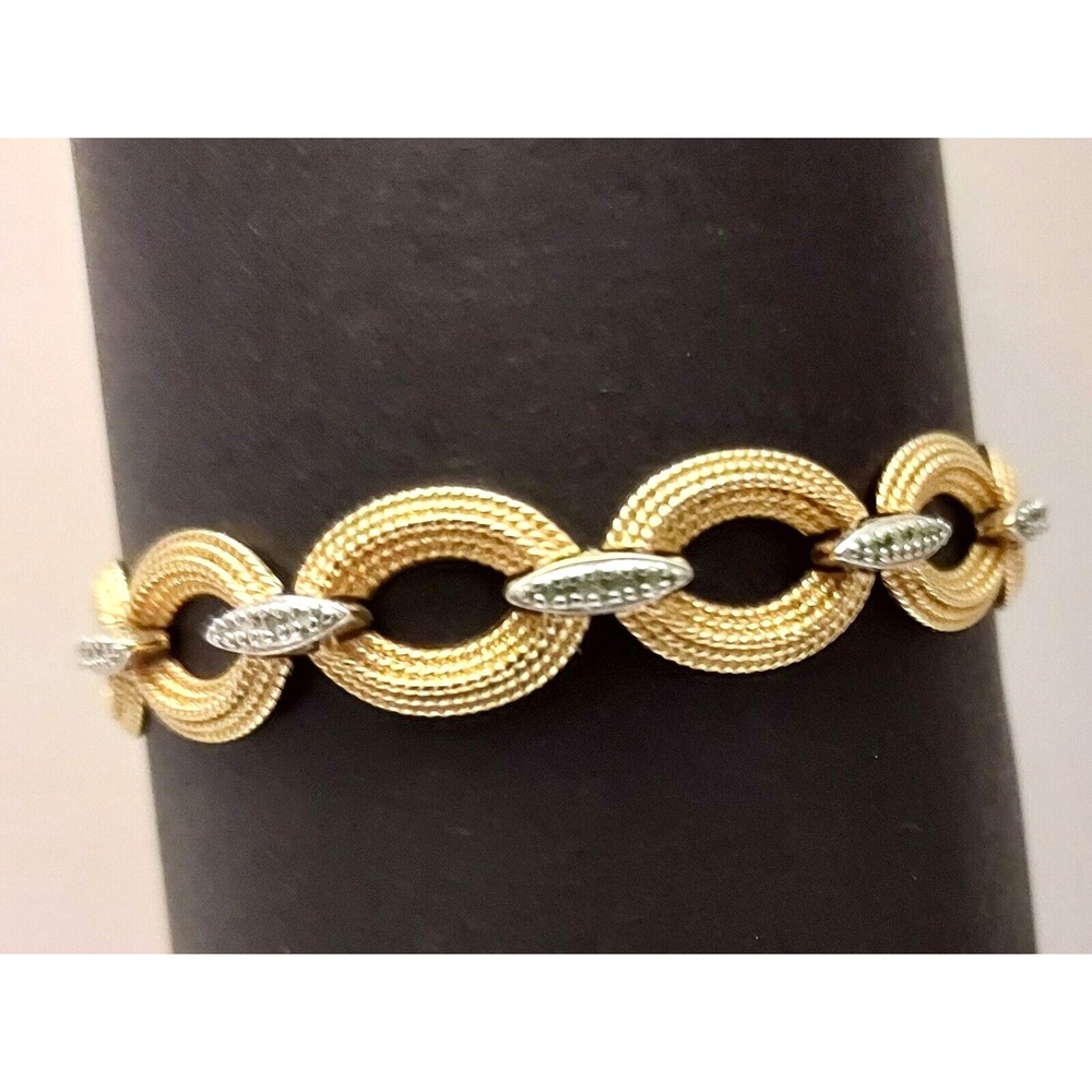 Bracelet Textured Gold Tone Silver Tone Oval Links PAJ BB